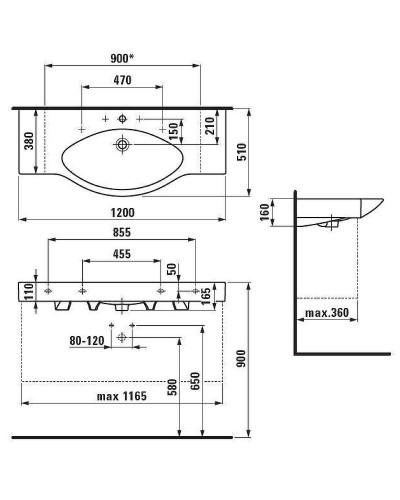 Раковина Laufen Palace 120 8.1170.4.000.104.1 Белая