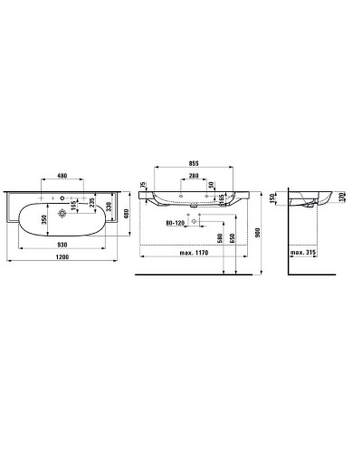 Раковина Laufen The New Classic 120 8.1385.8.000.104.1 Белая
