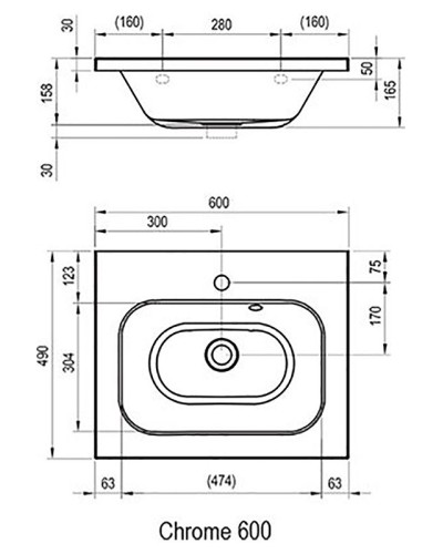 Раковина Ravak Chrome 60 XJG01160000 Белая