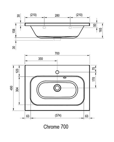 Раковина Ravak Chrome 70 XJG01170000 Белая