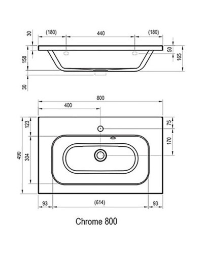 Раковина Ravak Chrome 80 XJG01180000 Белая
