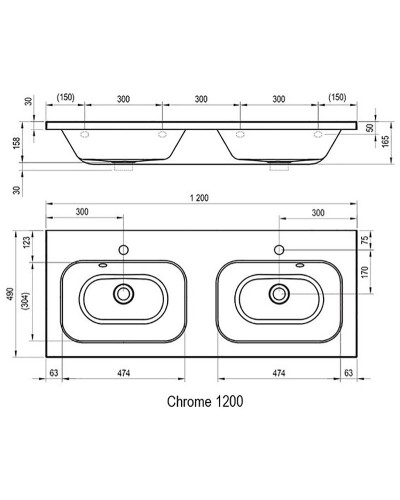 Раковина Ravak Chrome 120 XJG01112000 двойная Белая