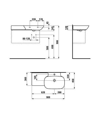 Раковина Laufen Ino 90 R 8.1330.1.000.104.1 Белая