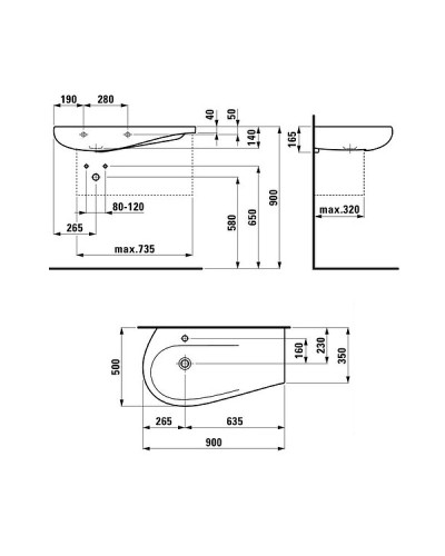 Раковина Laufen Alessi One 90 R 8.1497.6.400.104.1 Белая