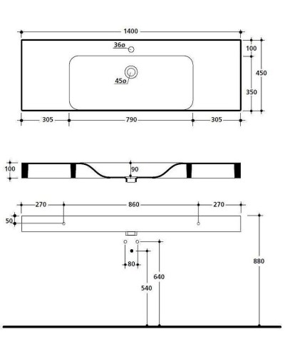 Раковина Kerasan Cento 140 353501x1 Белая