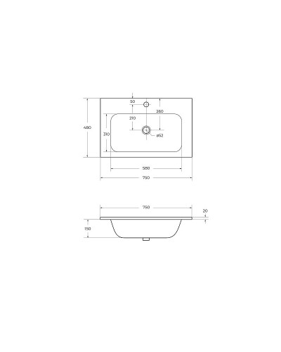 Раковина Cezares Eco 75 CZR-750/480-LV-MR-ECO Белая