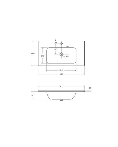 Раковина Cezares Eco 90 CZR-900/480-LV-MR-ECO Белая