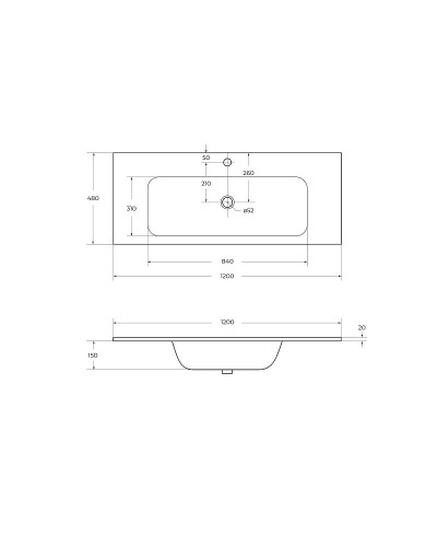 Раковина Cezares Eco 120 CZR-1200/480-LV-MR-ECO Белая