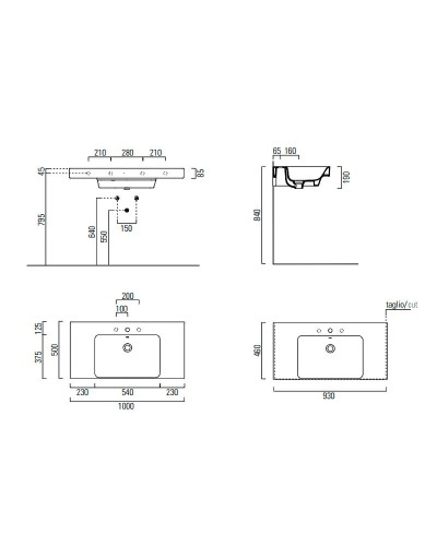 Раковина GSI Nubes 100 9651111 Белая