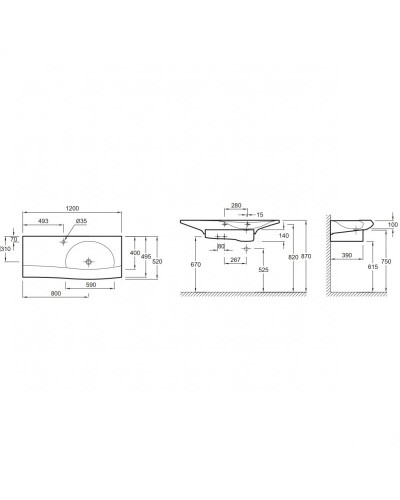 Раковина Jacob Delafon Stillness 120 E1292-09-00 Белая