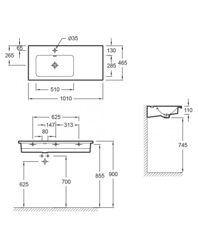 Раковина Jacob Delafon Vox 100 EXAD112-00 Белая