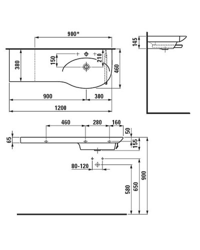 Раковина Laufen Palace New 120 L 8.1670.6.000.104.1 Белая