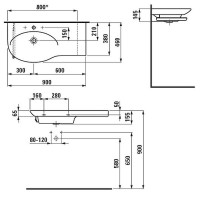 Раковина Laufen Palace New 90 L 8.1670.2.000.104.1 Белая