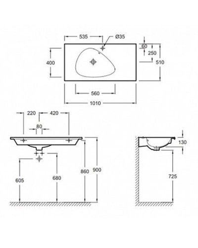 Раковина Jacob Delafon Nouvelle Vague 101 EXAQ112-Z-00 Белая глянцевая