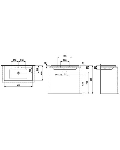 Накладная раковина, для установки на столешницу 90 см Laufen Living 8.1643.4.000.104.1