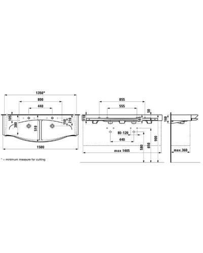 Раковина-столешница, с полотенцедержателем 150 см Laufen Palace 8.1470.6.000.104.1