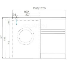 Раковина над стиральной машиной 120х50 см Акватон Лондри 1A72243KLH010