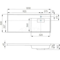 Раковина над стиральной машиной 120х50 см Акватон Лондри 1A72243KLH010