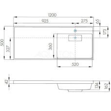 Раковина над стиральной машиной 120х50 см Акватон Лондри 1A72243KLH010