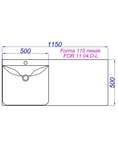 Раковина над стиральной машиной 115х50 см Aqwella Forma FOR.11.04.D-L