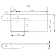Раковина над стиральной машиной 105х50 см Акватон Лондри 1A72833KLH01L