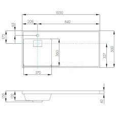 Раковина над стиральной машиной 105х50 см Акватон Лондри 1A72833KLH01L
