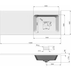 Раковина над стиральной машиной 120х48 см Onika Kamilla ФЦ-00001870