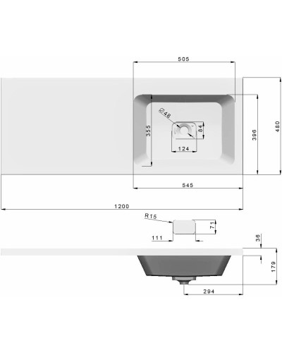 Раковина над стиральной машиной 120х48 см Onika Kamilla ФЦ-00001870