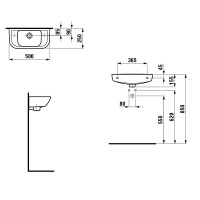 Раковина Laufen Pro B 50 L 8.1695.7.000.105.1 Белая