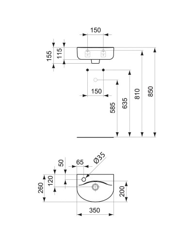 Раковина Ideal Standard Connect Arc 35 L E791401 Euro White