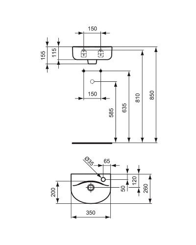 Раковина Ideal Standard Connect Arc 35 R E791501 Euro White