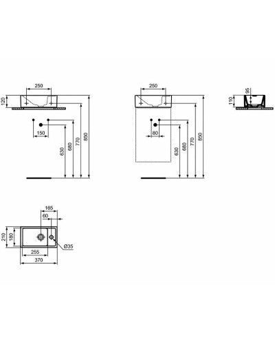 Раковина Ideal Standard Tempo 37 R E211201 Euro White