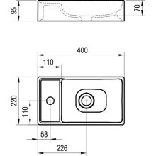 Раковина Ravak Veda Slim 40 XJX01240000 Белая