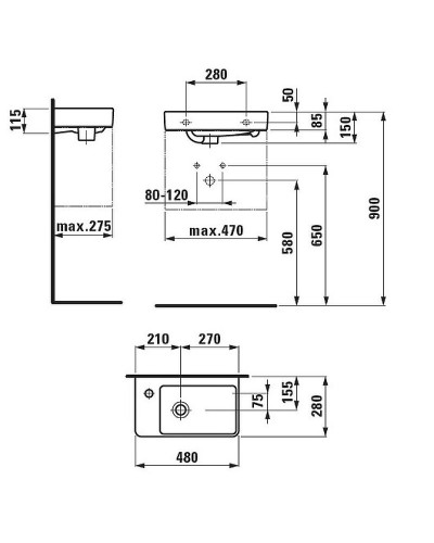 Раковина Laufen Pro S 48 R 8.1595.4.000.104.1 Белая