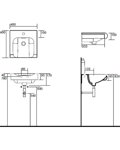 Раковина Kerasan Inka Project 40 341201x1 Белая