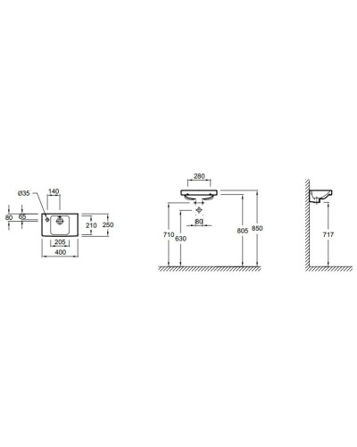 Раковина Jacob Delafon Odeon Up 40 E4759G-00 Белая