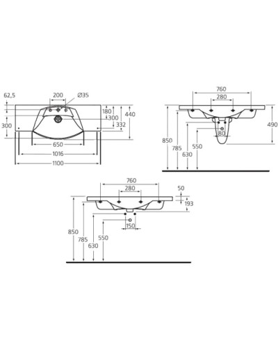 Раковина 110 см Ideal Standard Motion W890201