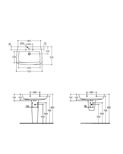 Раковина 75 см Ideal Standard Ventuno T043401
