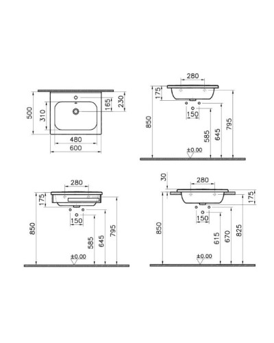 Раковина 60 см Vitra D-Light 5918B003-0001