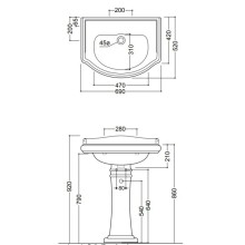 Раковина 69х52 см без отверстия для смесителя Kerasan Retro 104601x0