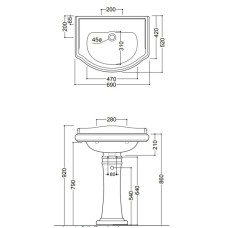 Раковина 69х52 см без отверстия для смесителя Kerasan Retro 104601x0