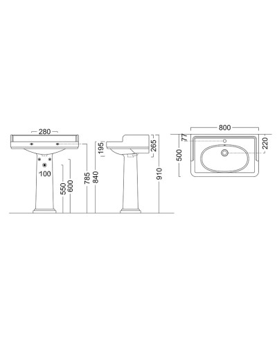 Раковина 80х50 см Kerama Marazzi Pompei Po.wb.80