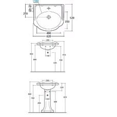 Раковина 62х52 см Globo Paestum PA057.bix1