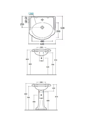 Раковина 62х52 см Globo Paestum PA057.bix1