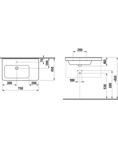 Раковина 75x45 см Jika Cubito 8124220001041