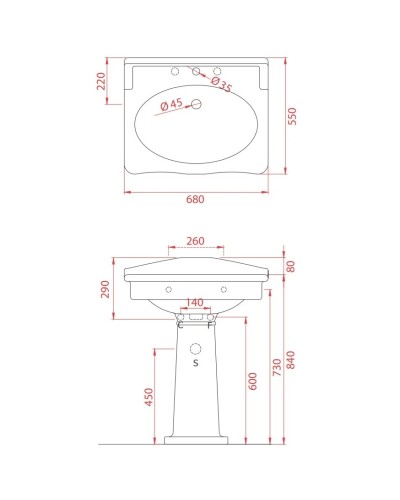 Раковина 68х55 см Artceram Hermitage HEL0020100