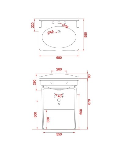 Раковина 68х55 см Artceram Hermitage HEL0020100
