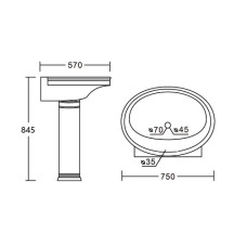 Раковина CeramaLux Lux Classic 75 4286 Белая