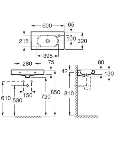 Раковина 60х32 см Roca Meridian 32724T000