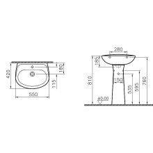 Раковина Vitra Normus 55 9600B003-7650 Белая